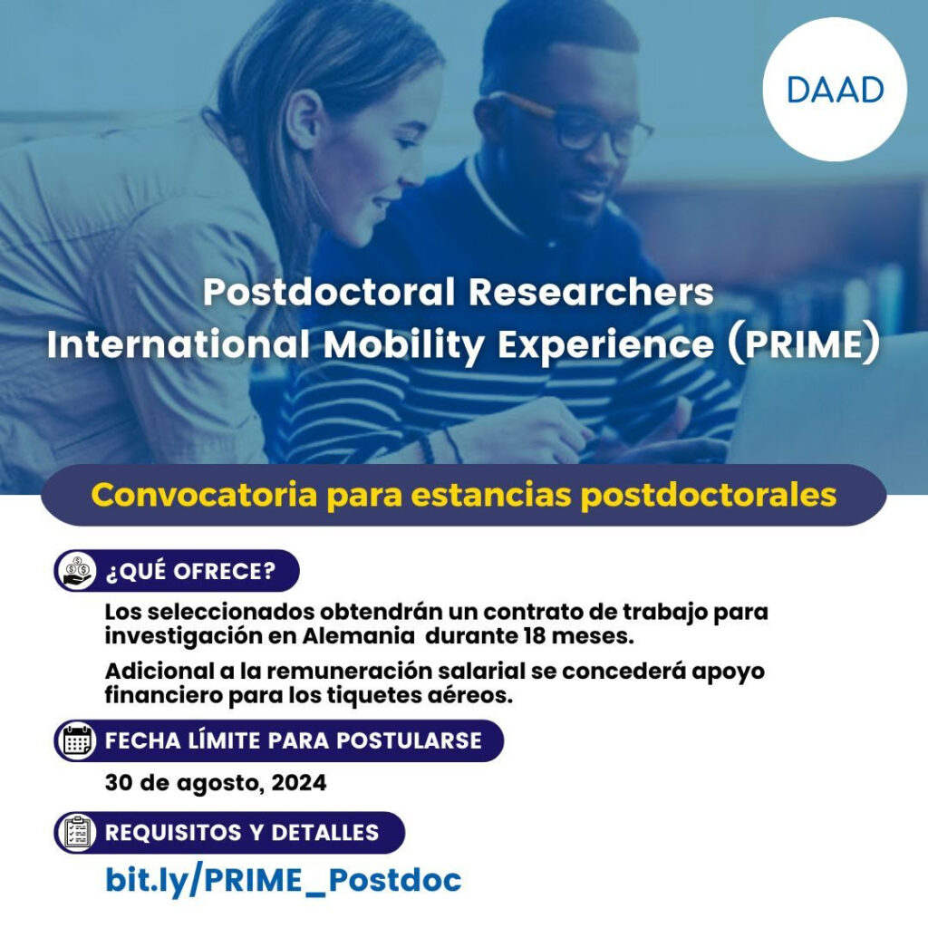 Convocatoria de Investigadores Postdoctorales – Experiencia de Movilidad Internacional PRIME 2024/25